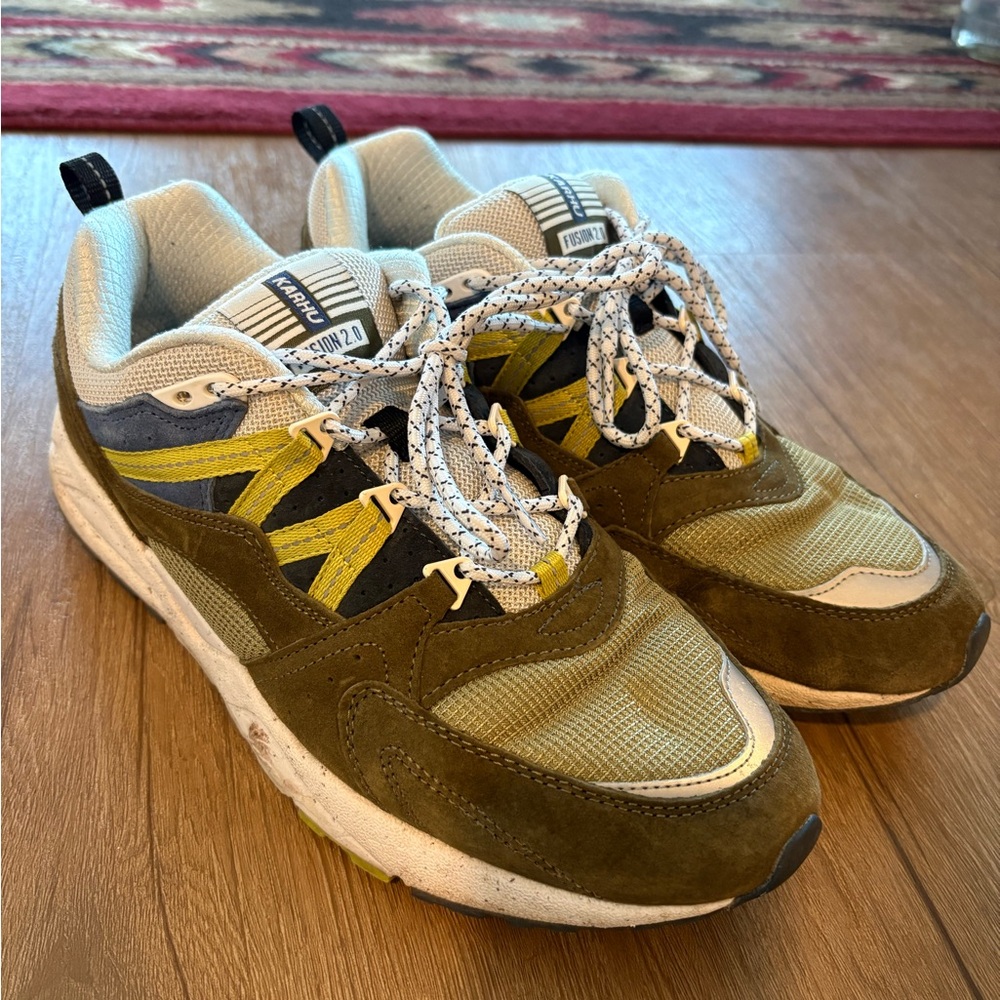 Men's Olive and Yellow Sneakers
